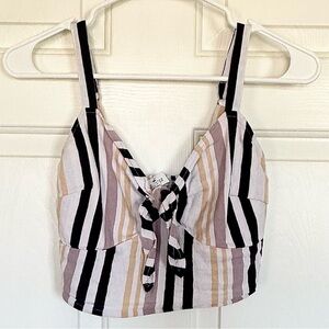 HOLLISTER • Women’s Cropped Cami Yellow & Black Stripes Adjustable Straps Small